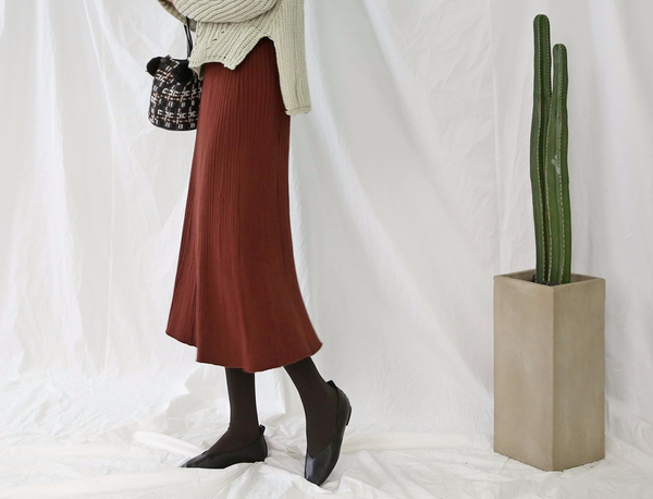 Winter Banding Flare Wrinkled Skirt Women Long Ple