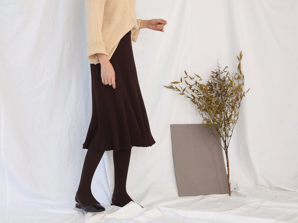 Winter Banding Flare Wrinkled Skirt Women Long Ple