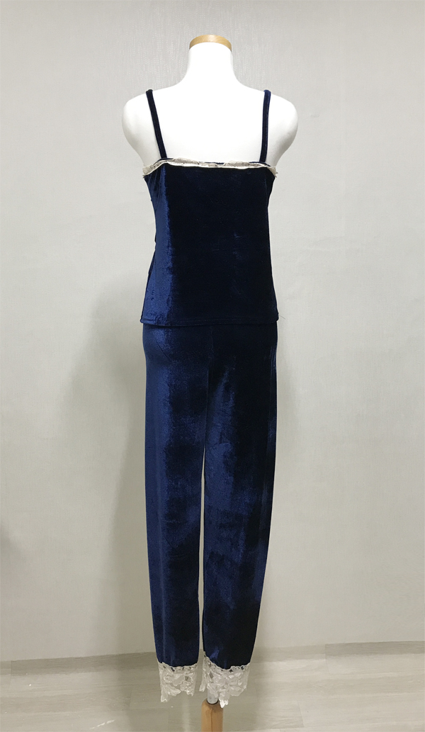 Velvet lace pajama gown 3pcs set 2color girl emoti