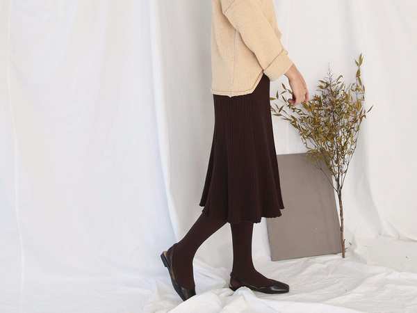 Winter Banding Flare Wrinkled Skirt Women Long Ple