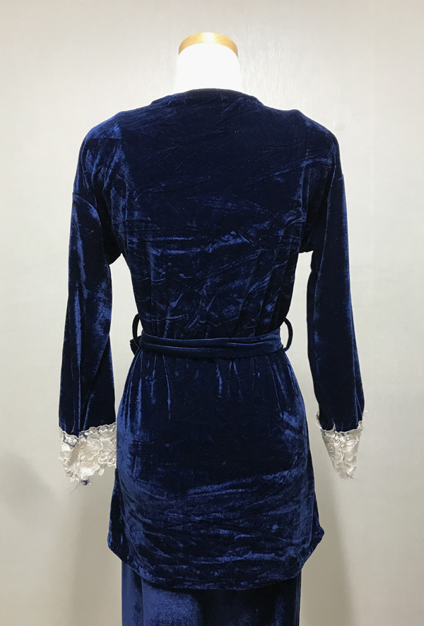 Velvet lace pajama gown 3pcs set 2color girl emoti