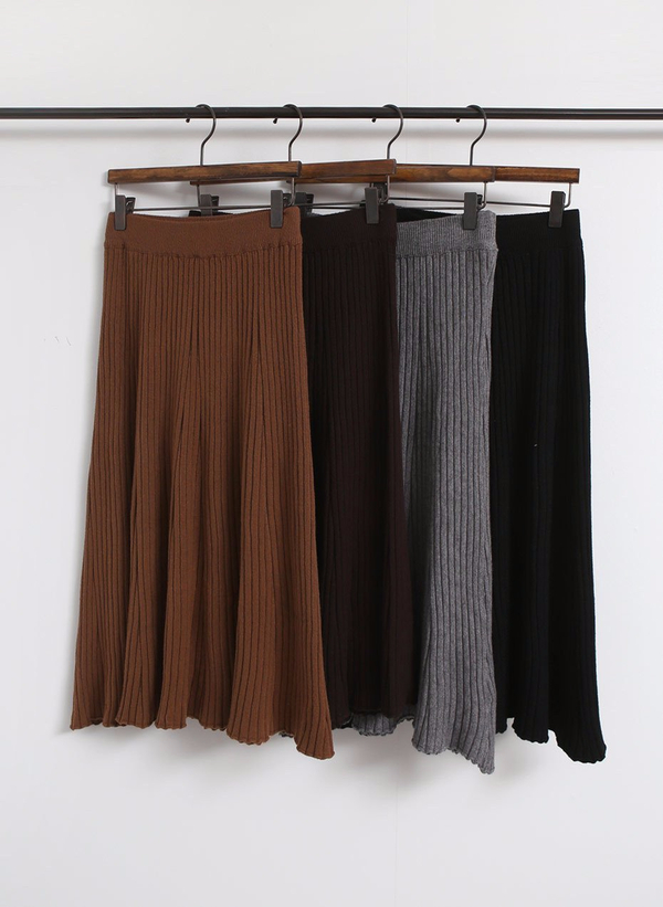 Winter Banding Flare Wrinkled Skirt Women Long Ple