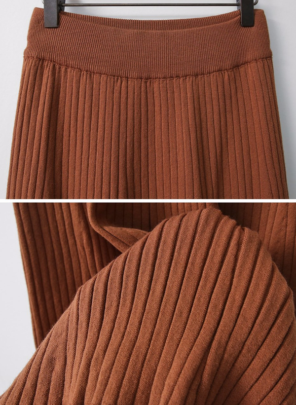 Winter Banding Flare Wrinkled Skirt Women Long Ple