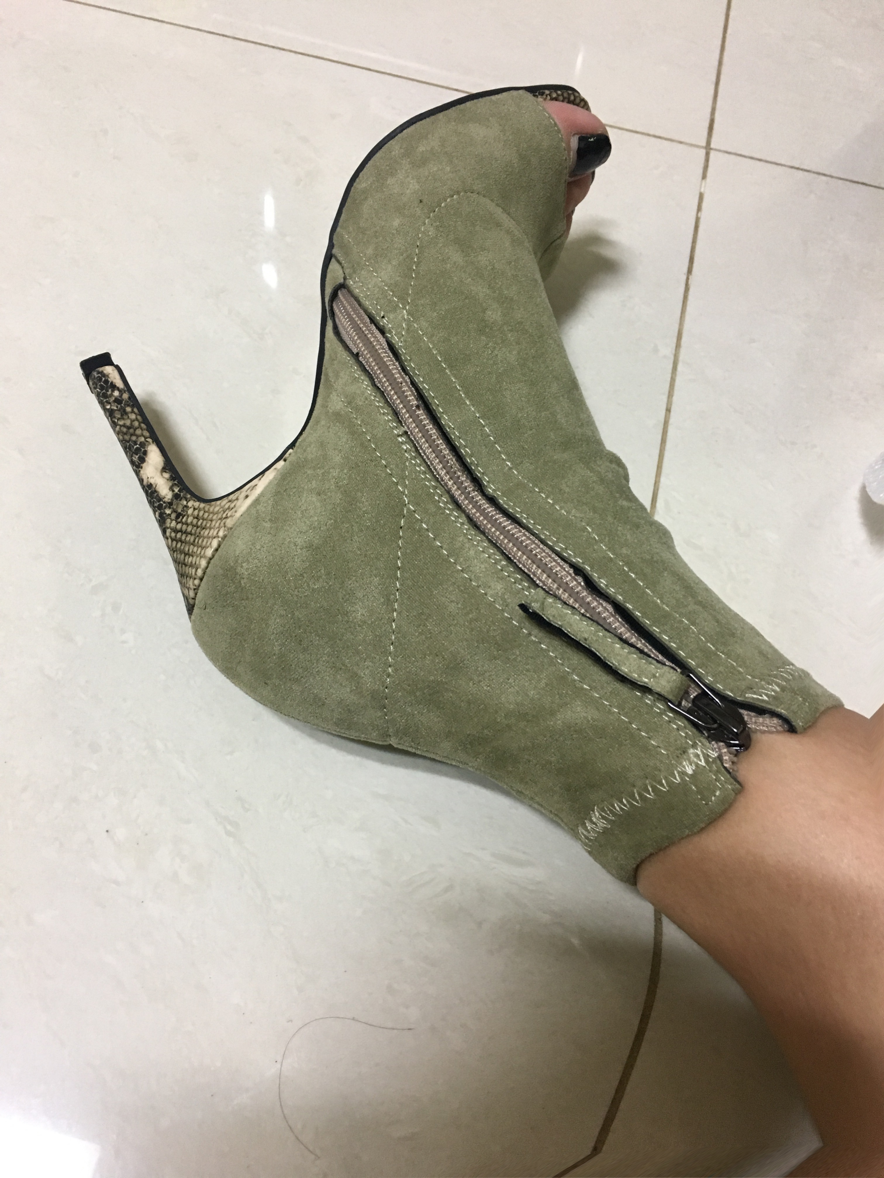 Vampy Suede Angle Boots 2017FW Sexy Look Casual to