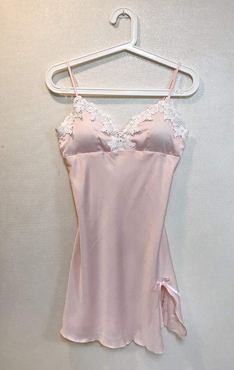 Silk lace slip gown pajama set pink blue navy styl