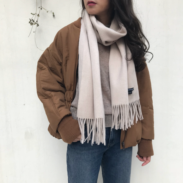 Same-day shipping open wool muffler neat natural l