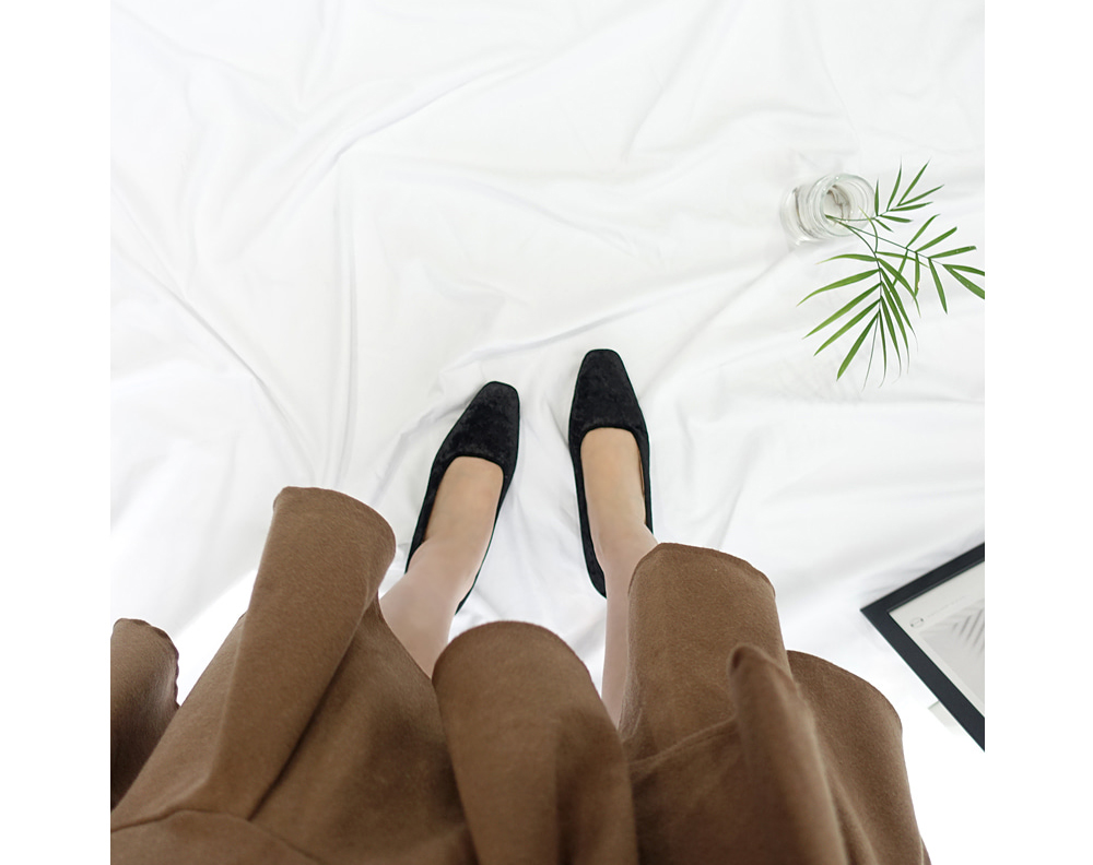 Middle Heel Velvet Check Pumps 4cm Fall Shoes Houn