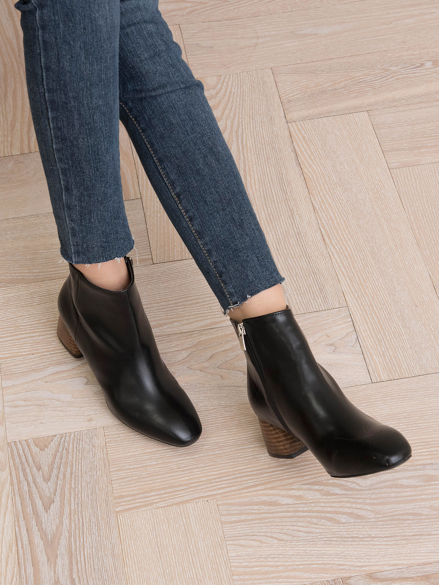 Sheme Wood Sheep Black Suede Leather Ankle Boots 6