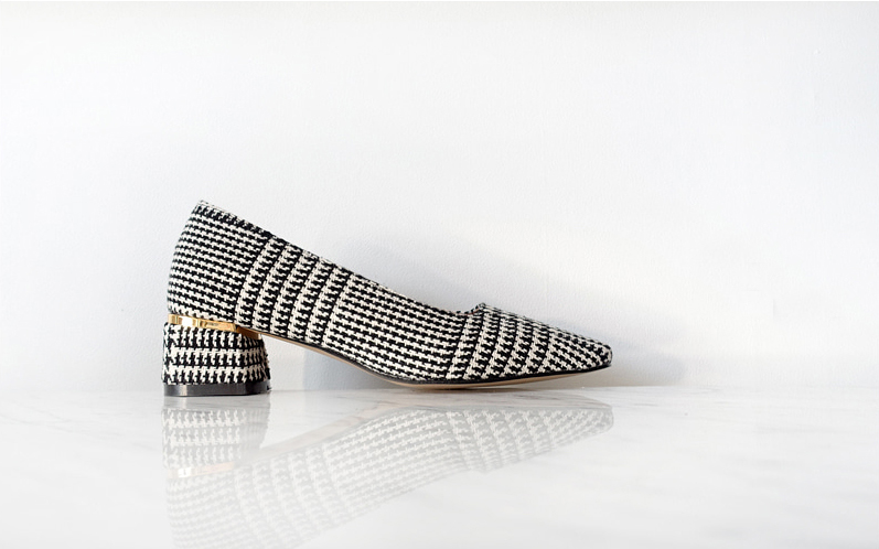 Middle Heel Velvet Check Pumps 4cm Fall Shoes Houn