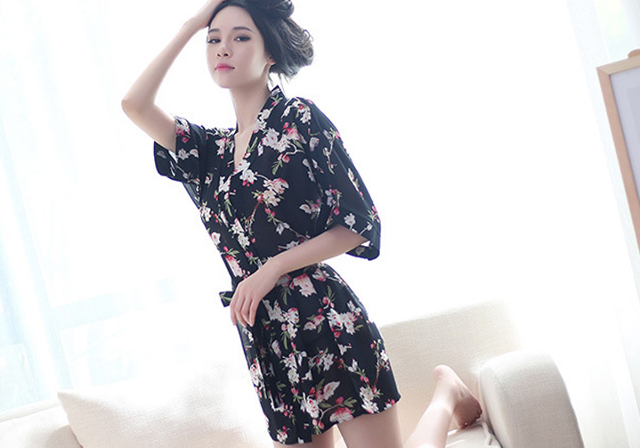 Cutie floral gown set Big size underwear lingerie 