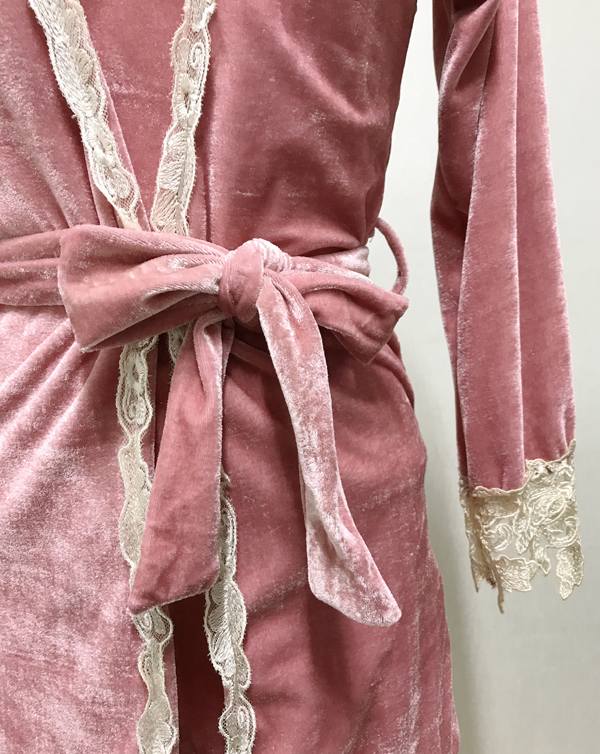 Velvet lace pajama gown 3pcs set 2color girl emoti