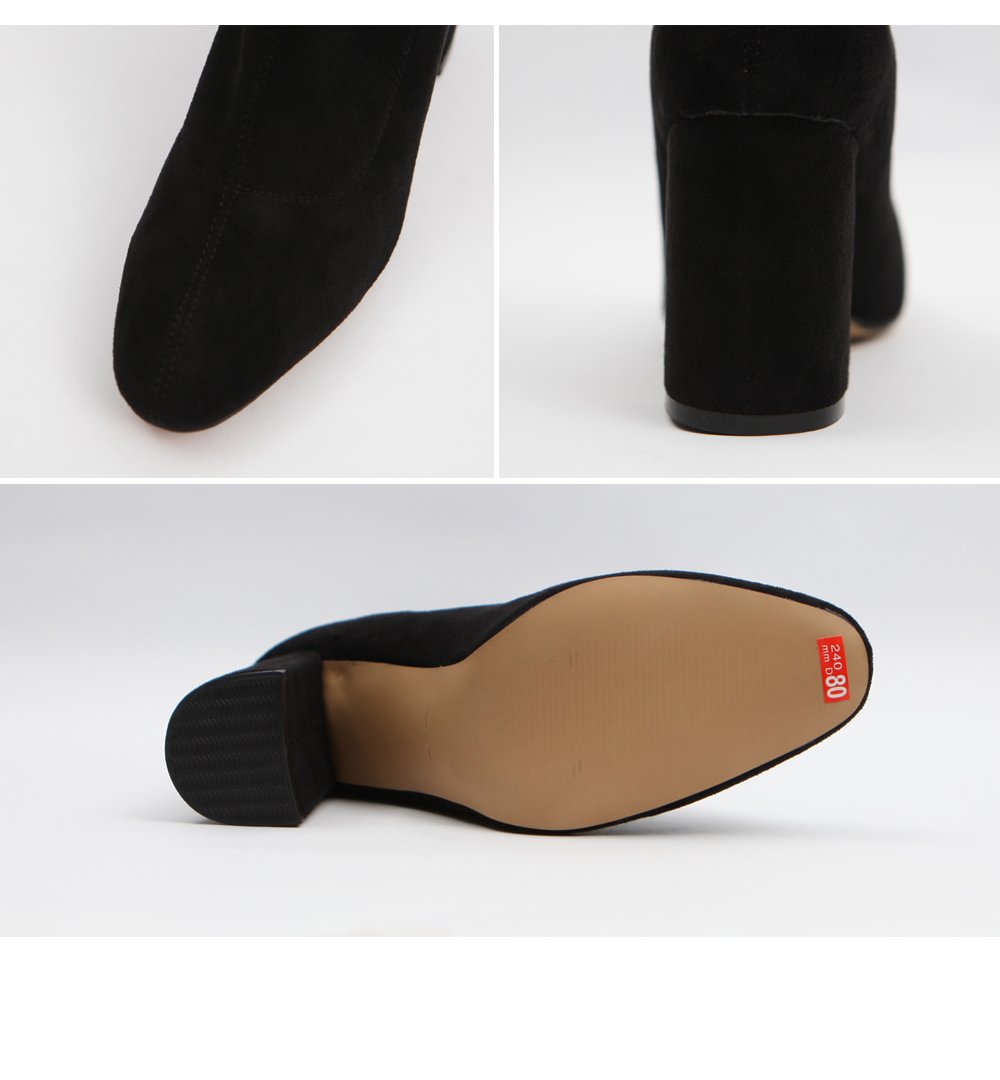 Suede Span Ankle Angle Boots Black High Heels Twen