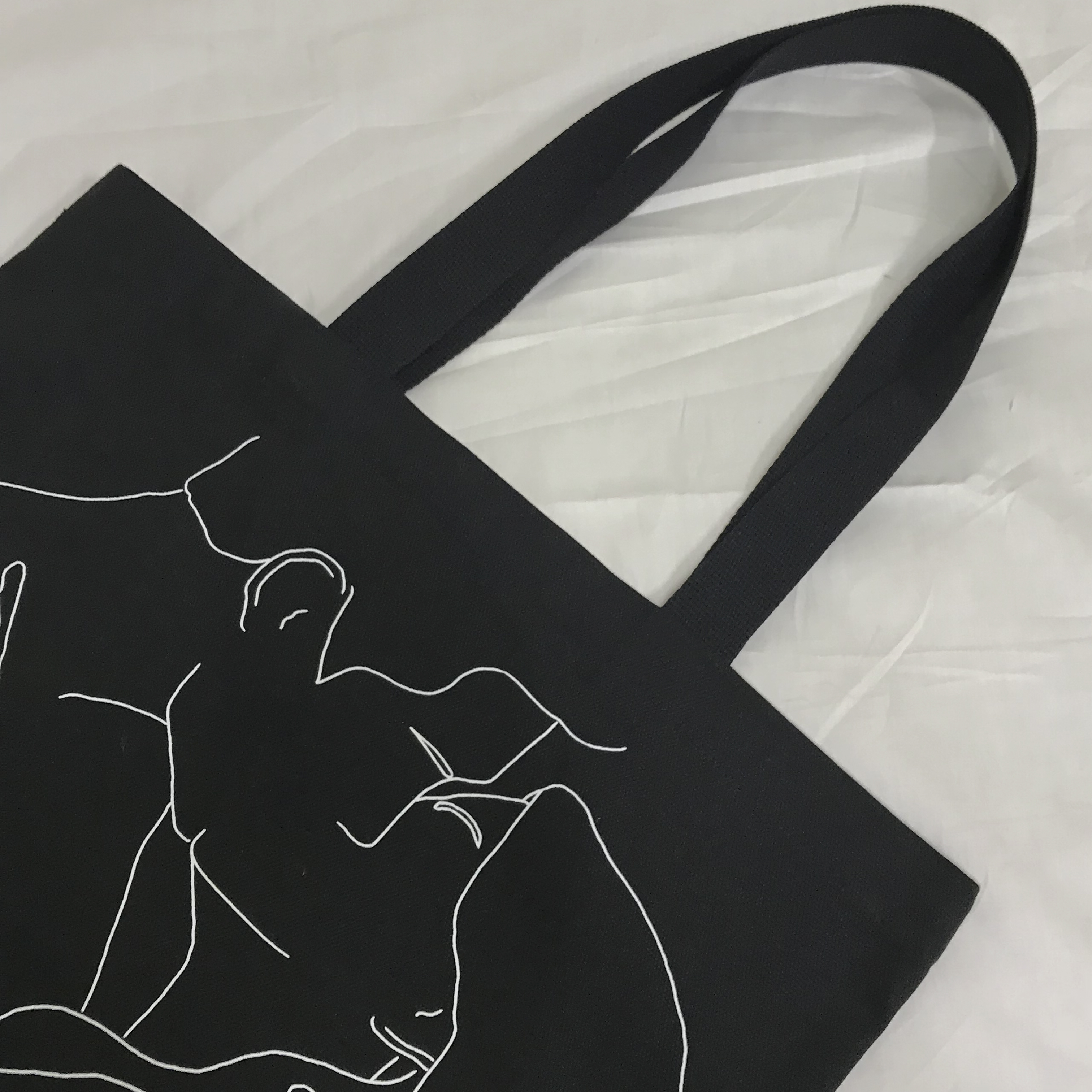 New Wave Drawing Eco Bag Back Canvas Bag Daily Wom