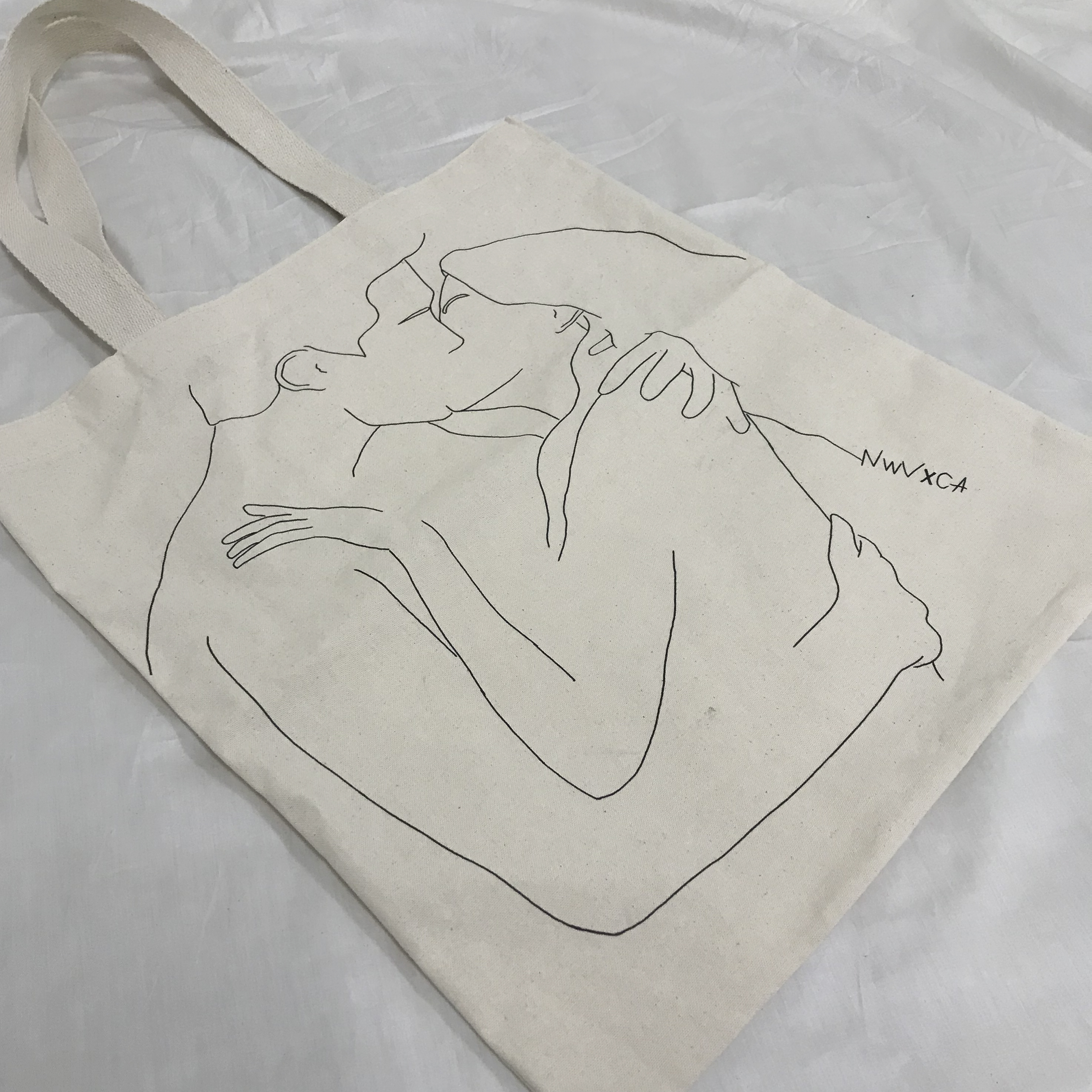New Wave Drawing Eco Bag Back Canvas Bag Daily Wom