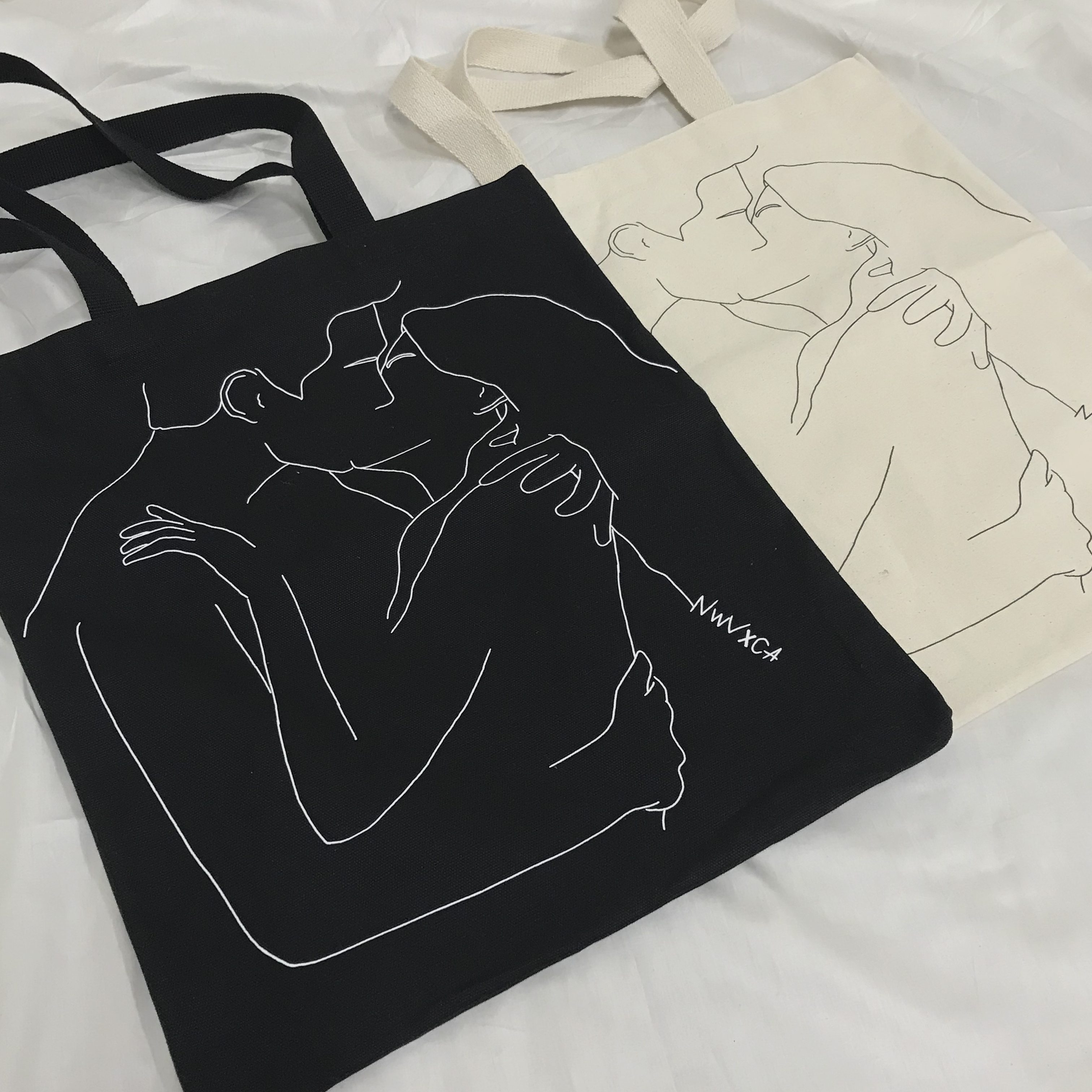 New Wave Drawing Eco Bag Back Canvas Bag Daily Wom