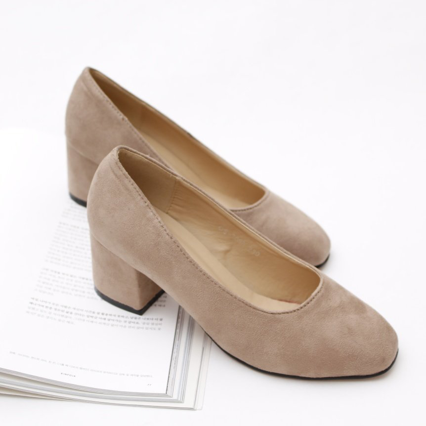 Suede round nose pumps 6cm midsole 6cm Shoes 6cm w