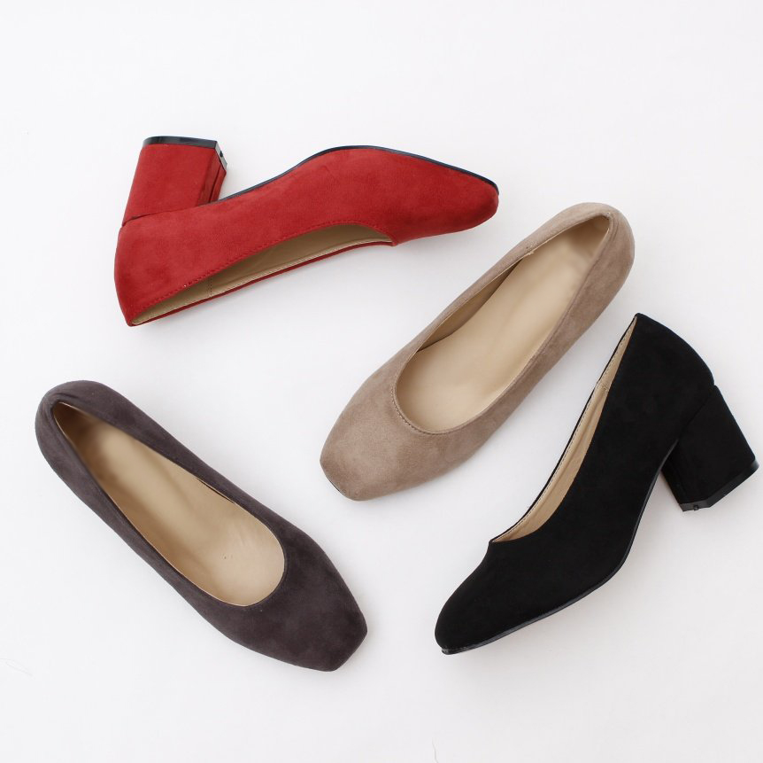 Suede round nose pumps 6cm midsole 6cm Shoes 6cm w