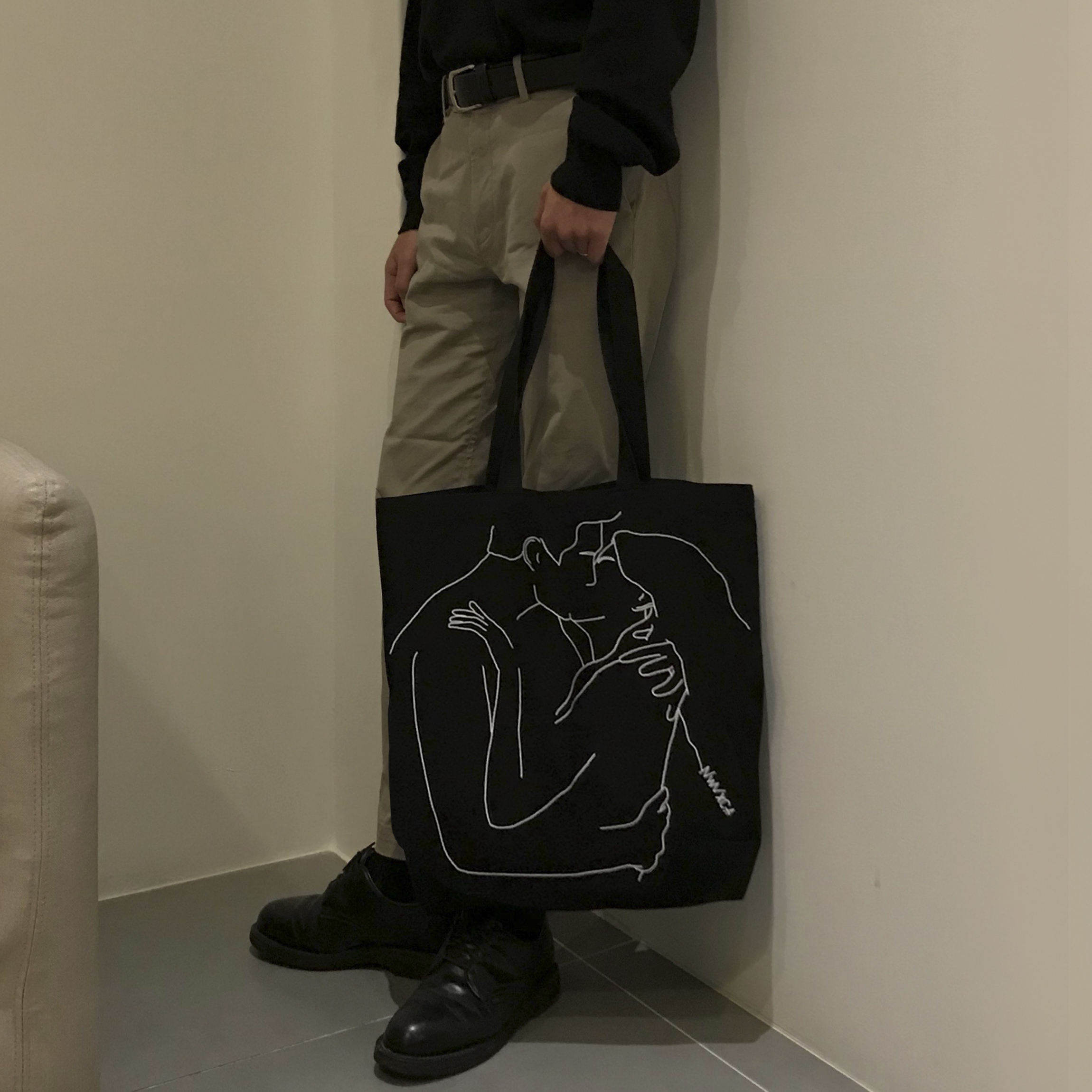 New Wave Drawing Eco Bag Back Canvas Bag Daily Wom