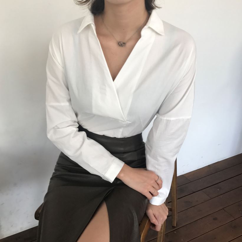 Vogue black incision hooded long skirt Reza leathe