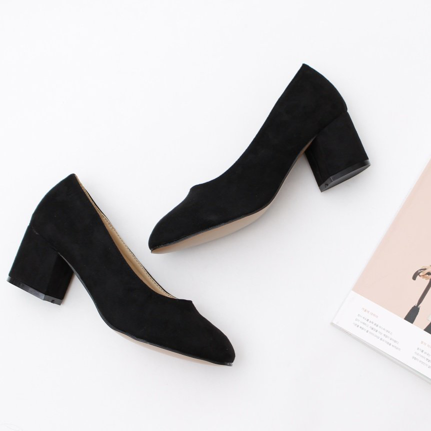 Suede round nose pumps 6cm midsole 6cm Shoes 6cm w