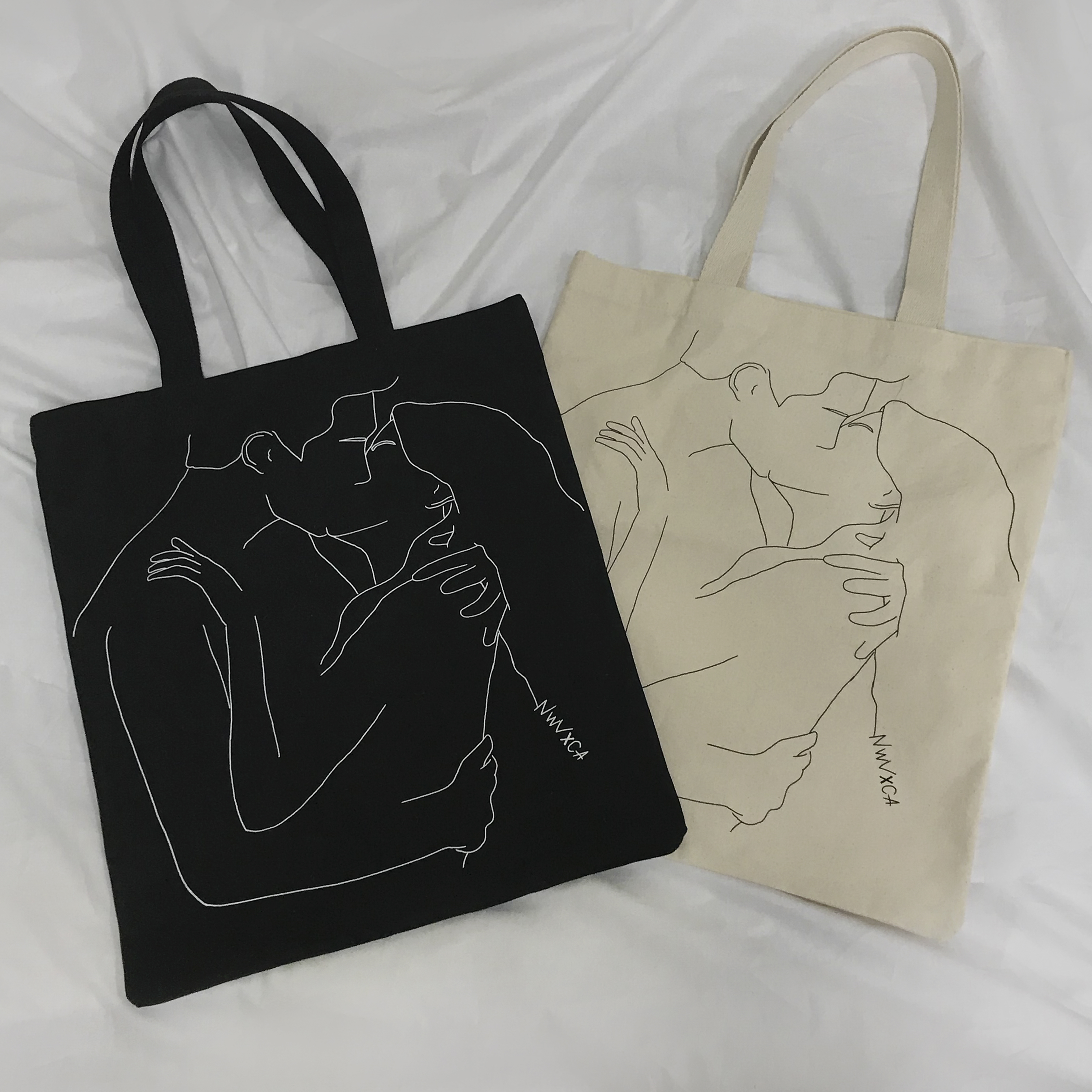 New Wave Drawing Eco Bag Back Canvas Bag Daily Wom