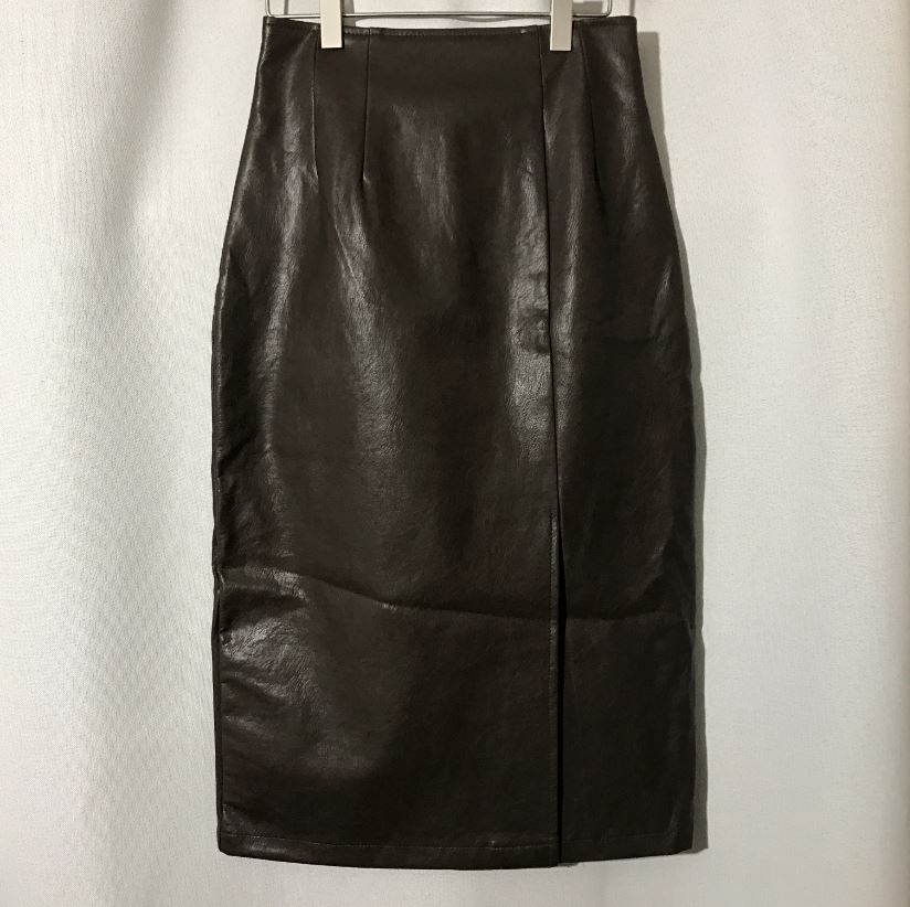 Vogue black incision hooded long skirt Reza leathe