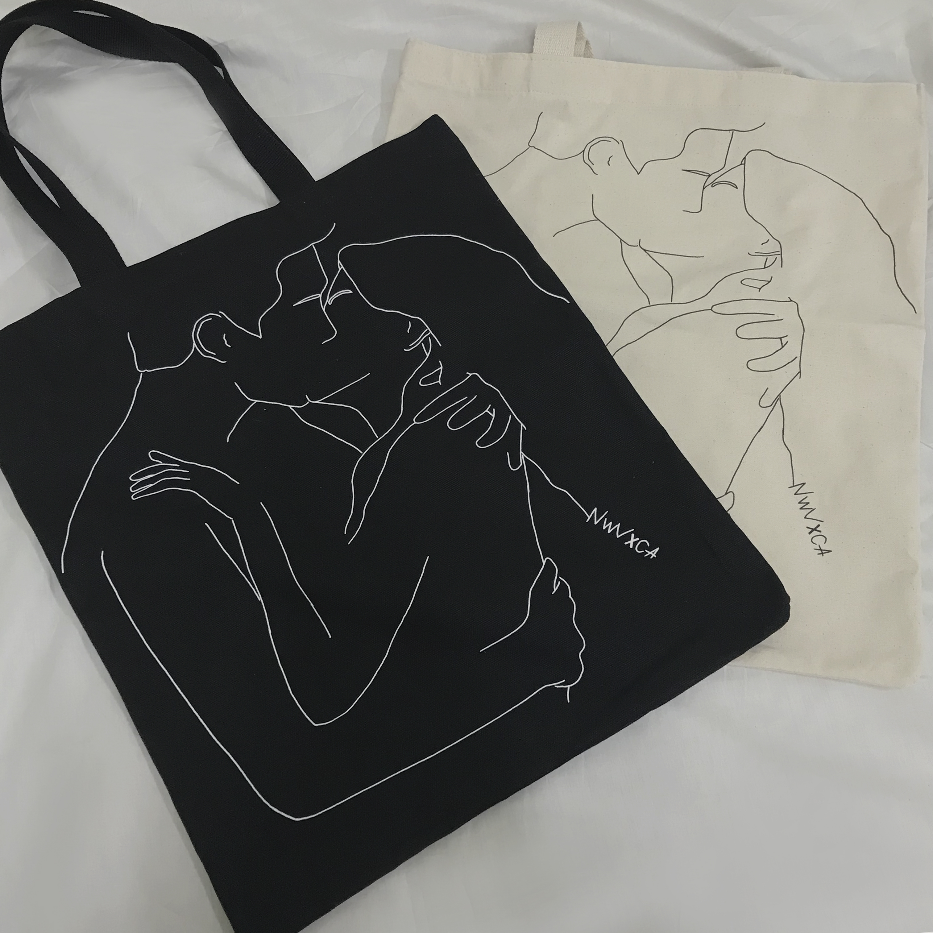 New Wave Drawing Eco Bag Back Canvas Bag Daily Wom
