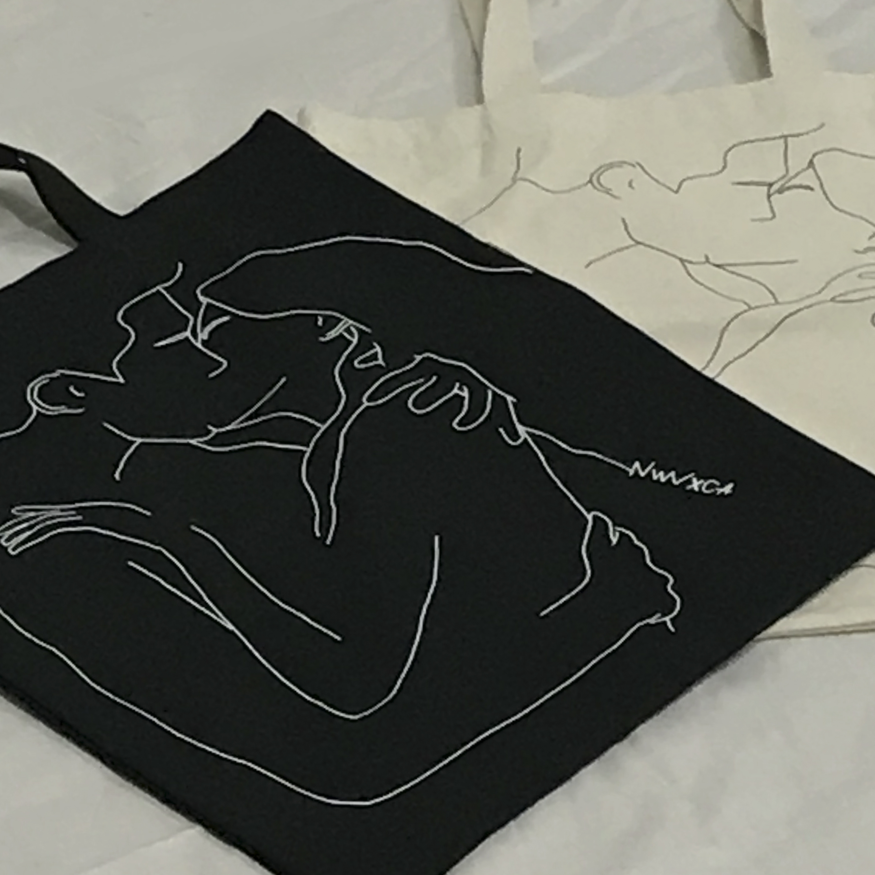 New Wave Drawing Eco Bag Back Canvas Bag Daily Wom