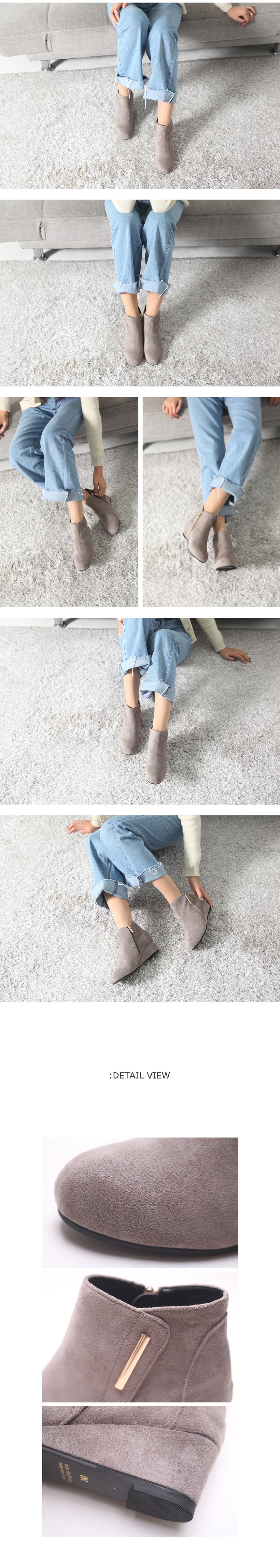 Suede zipper Ankle wedge boots 5.5cm Trendy stylin