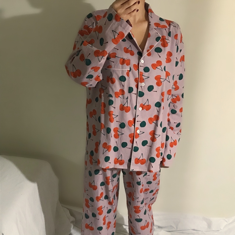 Cotton Cherry Pajama Set Park Shi-chou A luxurious