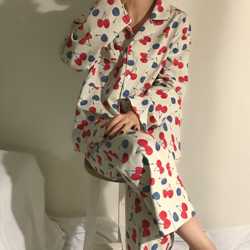 Cotton Cherry Pajama Set Park Shi-chou A luxurious