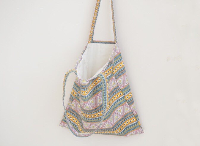 Ethnic Eco Bag Casual Bag Open Type Canvas Solid P