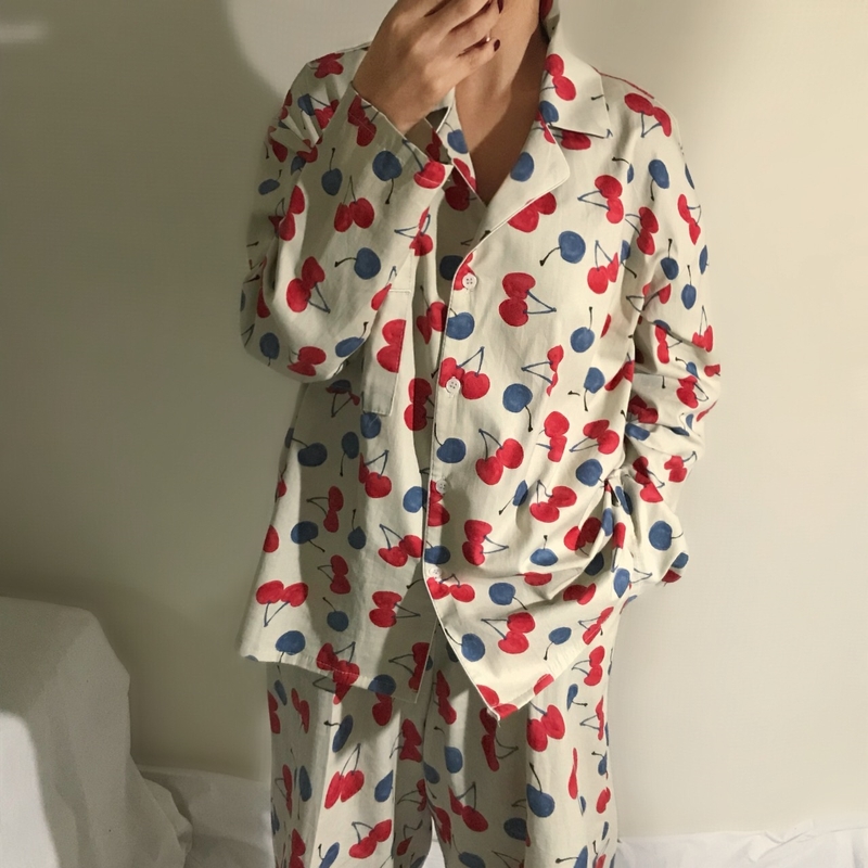 Cotton Cherry Pajama Set Park Shi-chou A luxurious