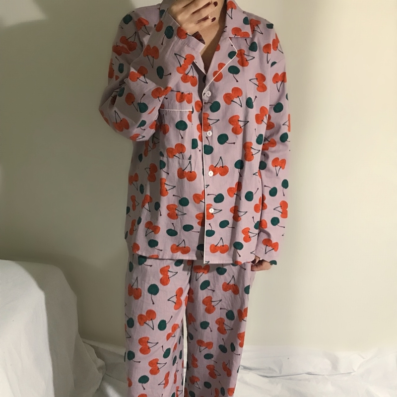 Cotton Cherry Pajama Set Park Shi-chou A luxurious