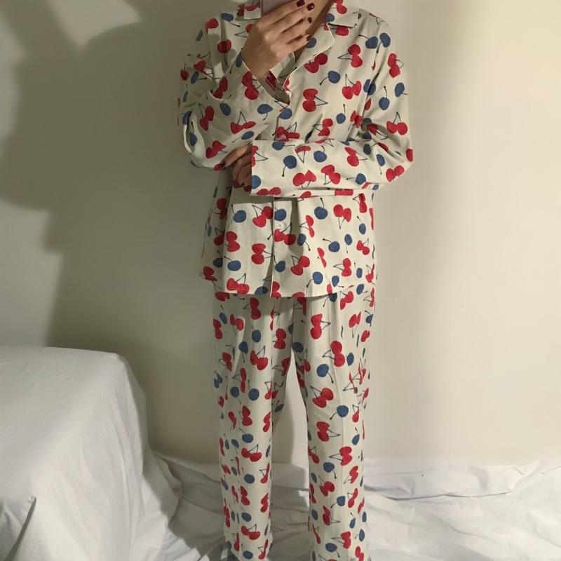 Cotton Cherry Pajama Set Park Shi-chou A luxurious