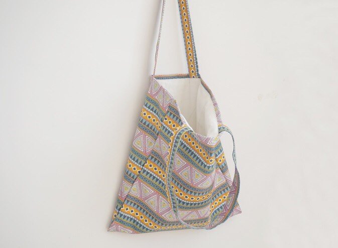 Ethnic Eco Bag Casual Bag Open Type Canvas Solid P