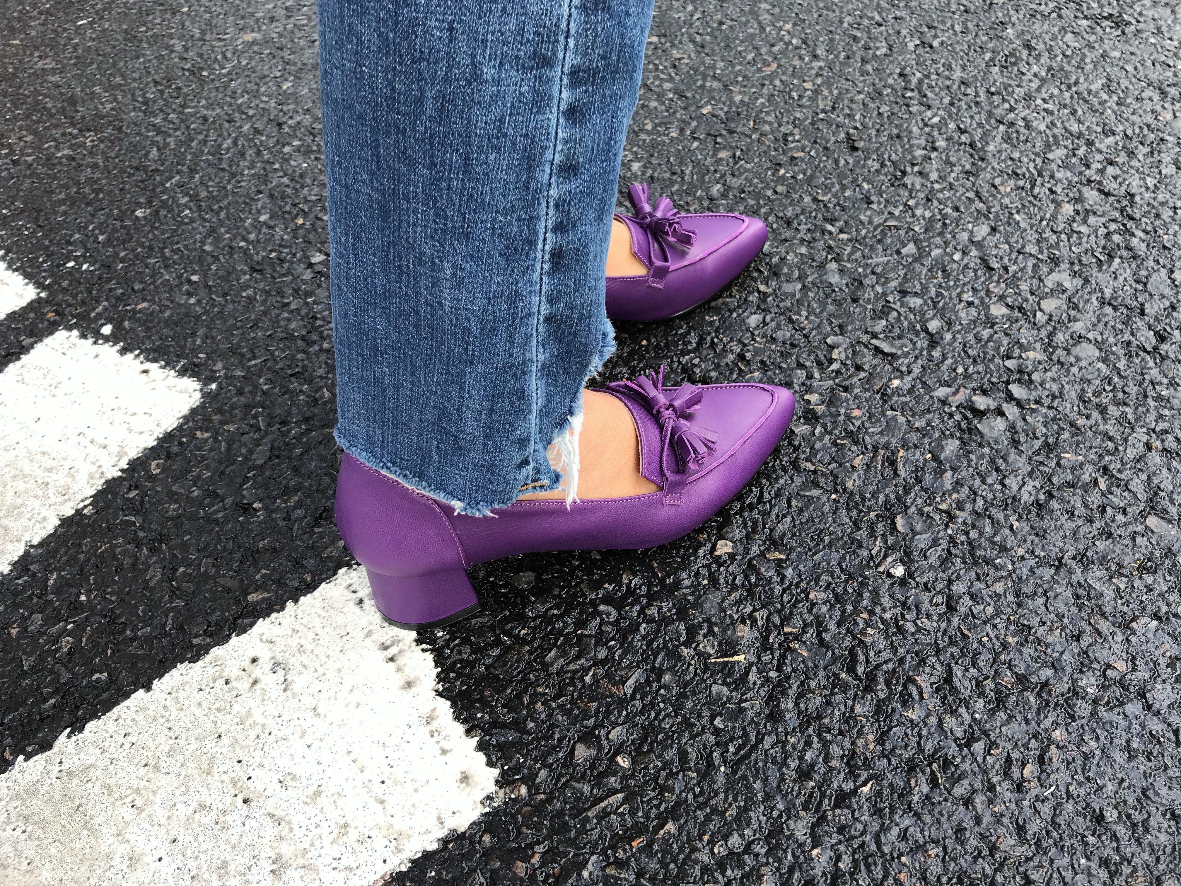 Purple Tester Ribbon Loafers Mid-Hill Pumps Women&