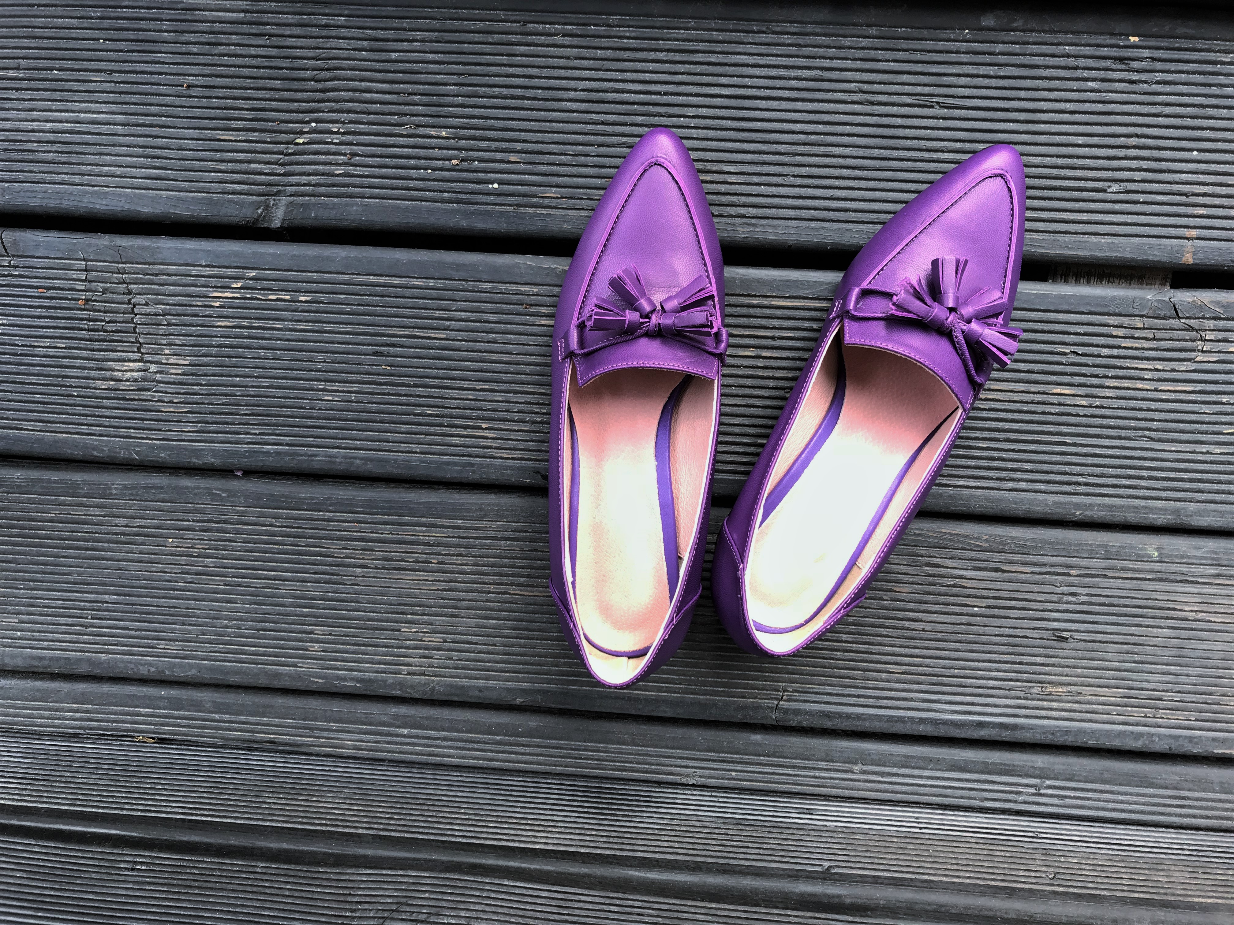 Purple Tester Ribbon Loafers Mid-Hill Pumps Women&