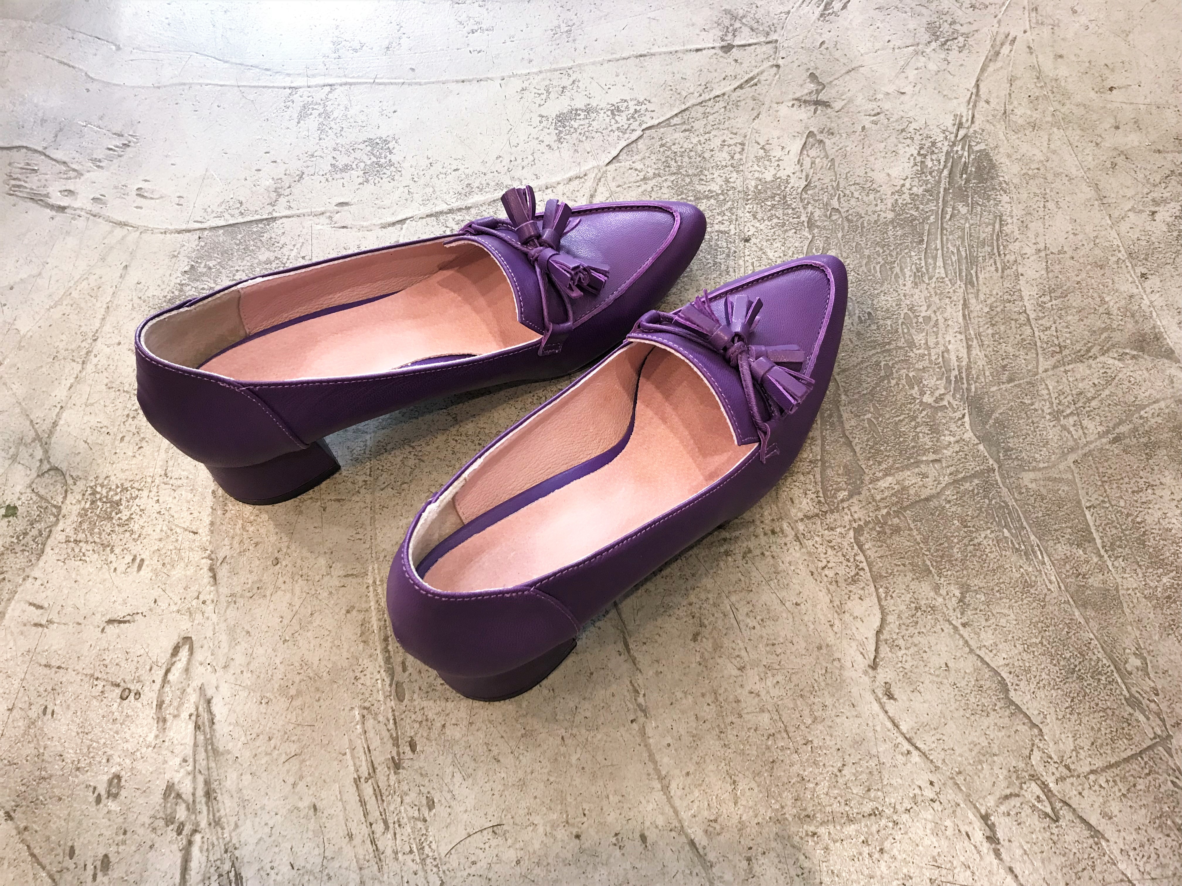 Purple Tester Ribbon Loafers Mid-Hill Pumps Women&