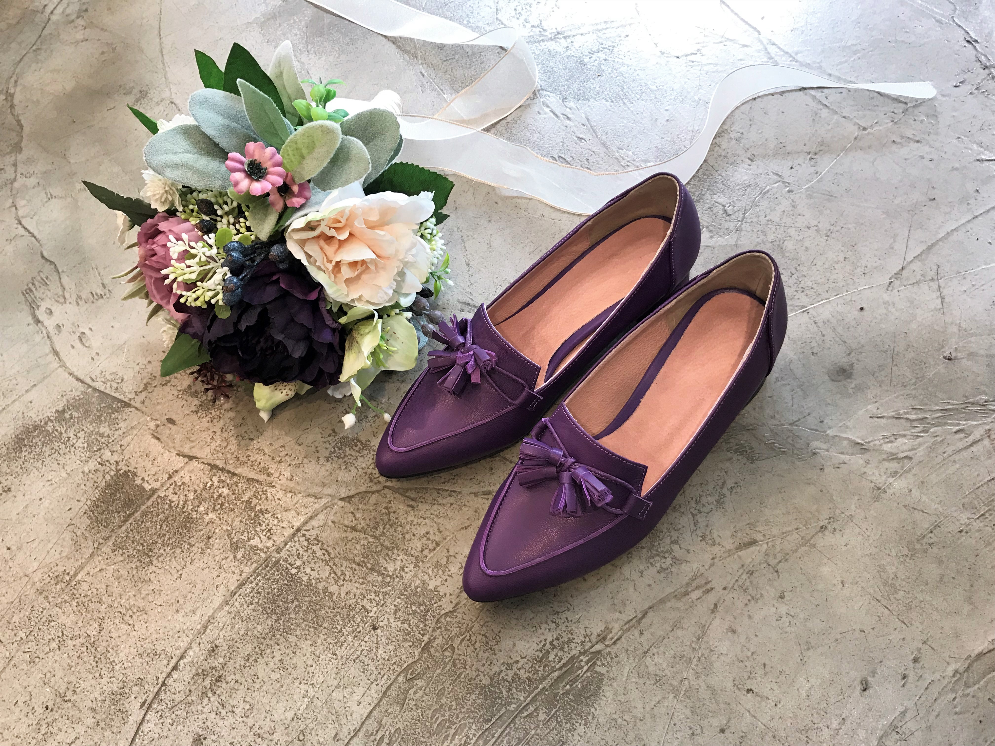 Purple Tester Ribbon Loafers Mid-Hill Pumps Women&