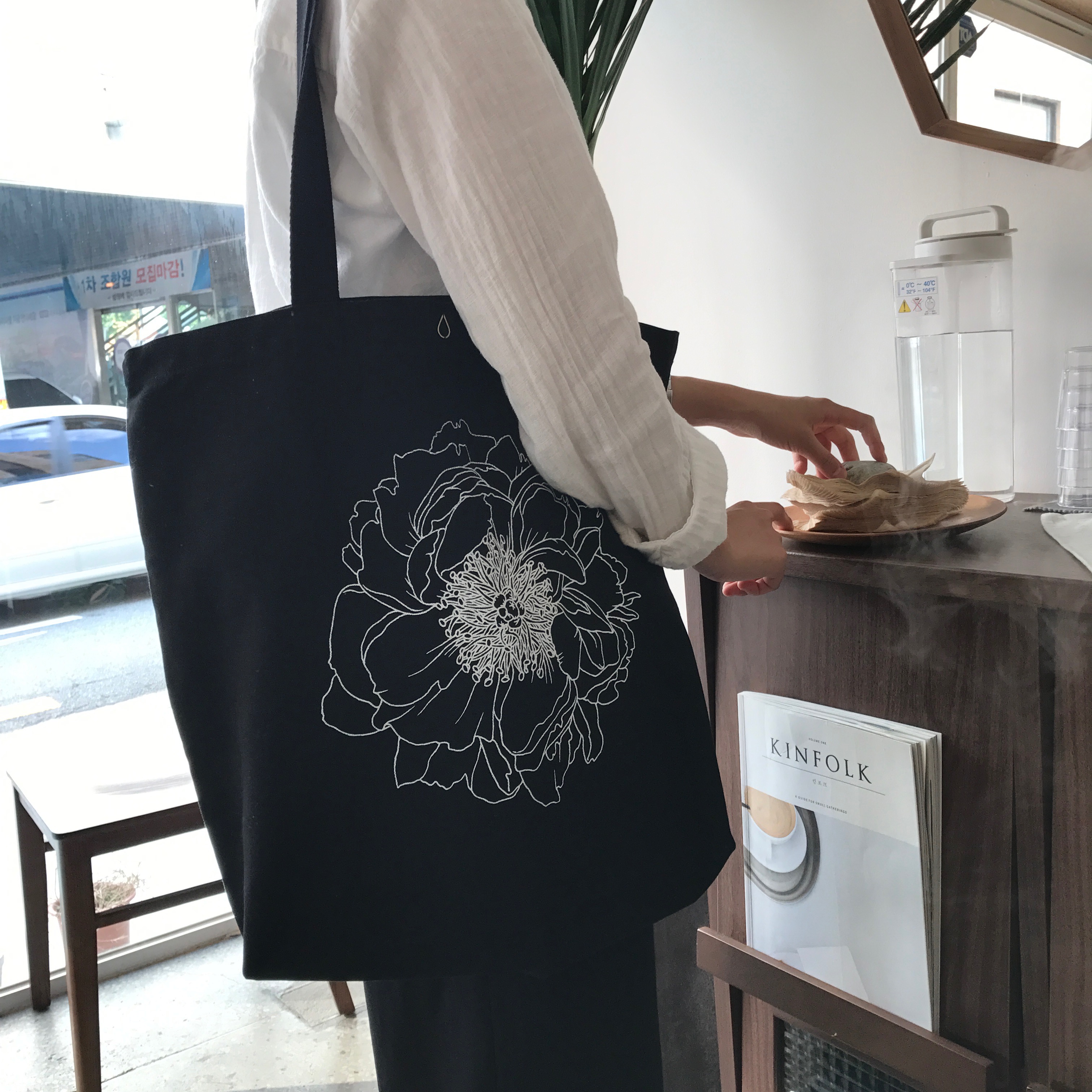 Flower Eco Bag Basic style Modern canvas bag Stron