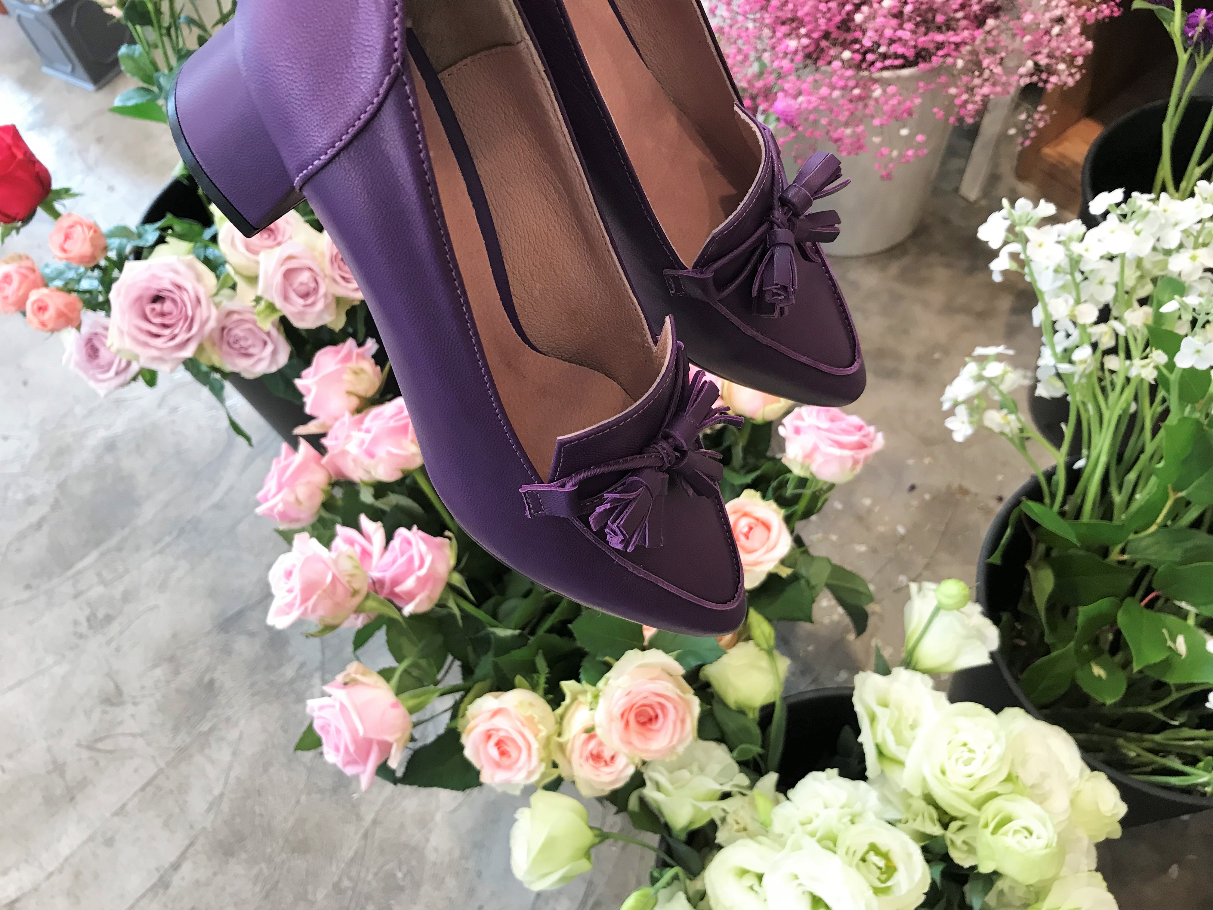 Purple Tester Ribbon Loafers Mid-Hill Pumps Women&