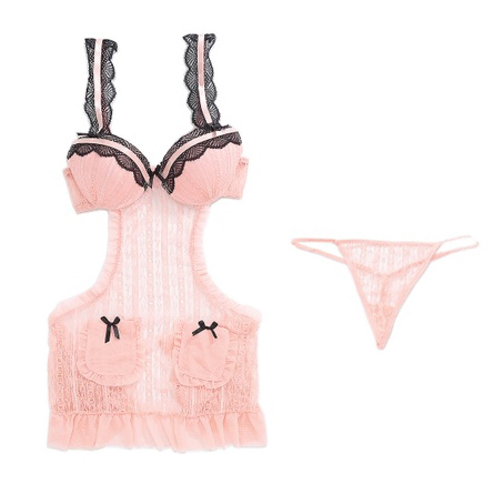 Lovely event sexy slip lingerie, lace netting apro
