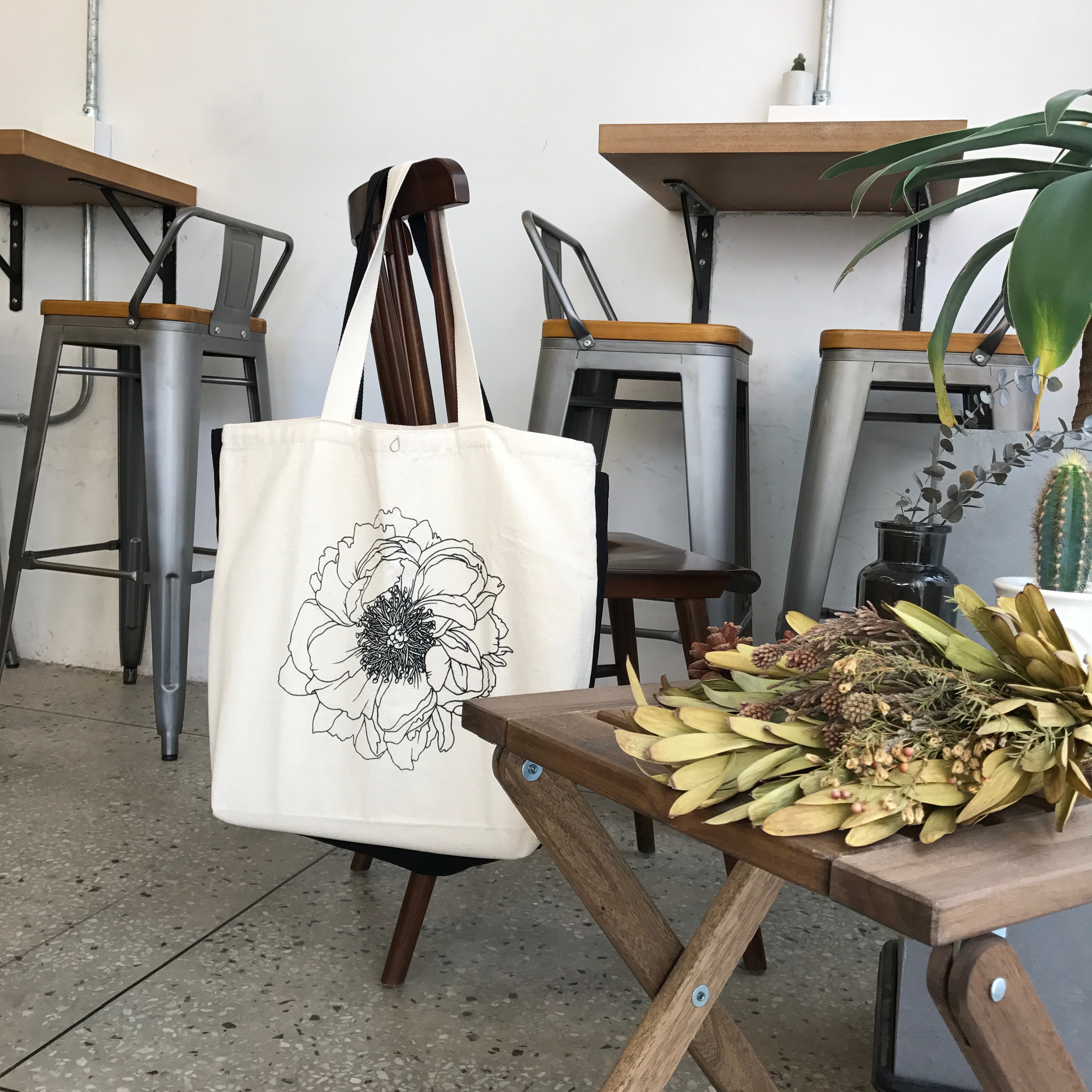 Flower Eco Bag Basic style Modern canvas bag Stron