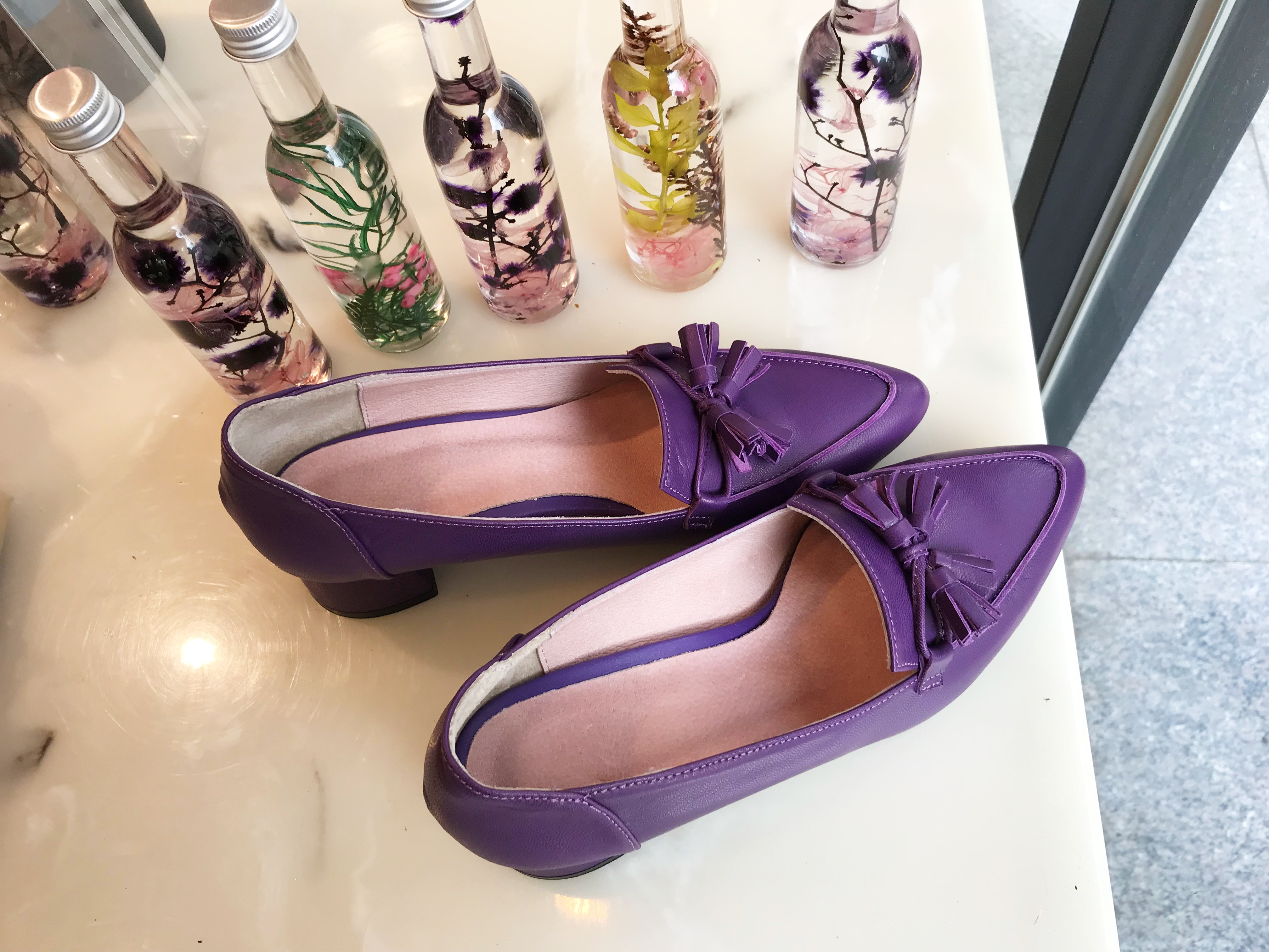 Purple Tester Ribbon Loafers Mid-Hill Pumps Women&