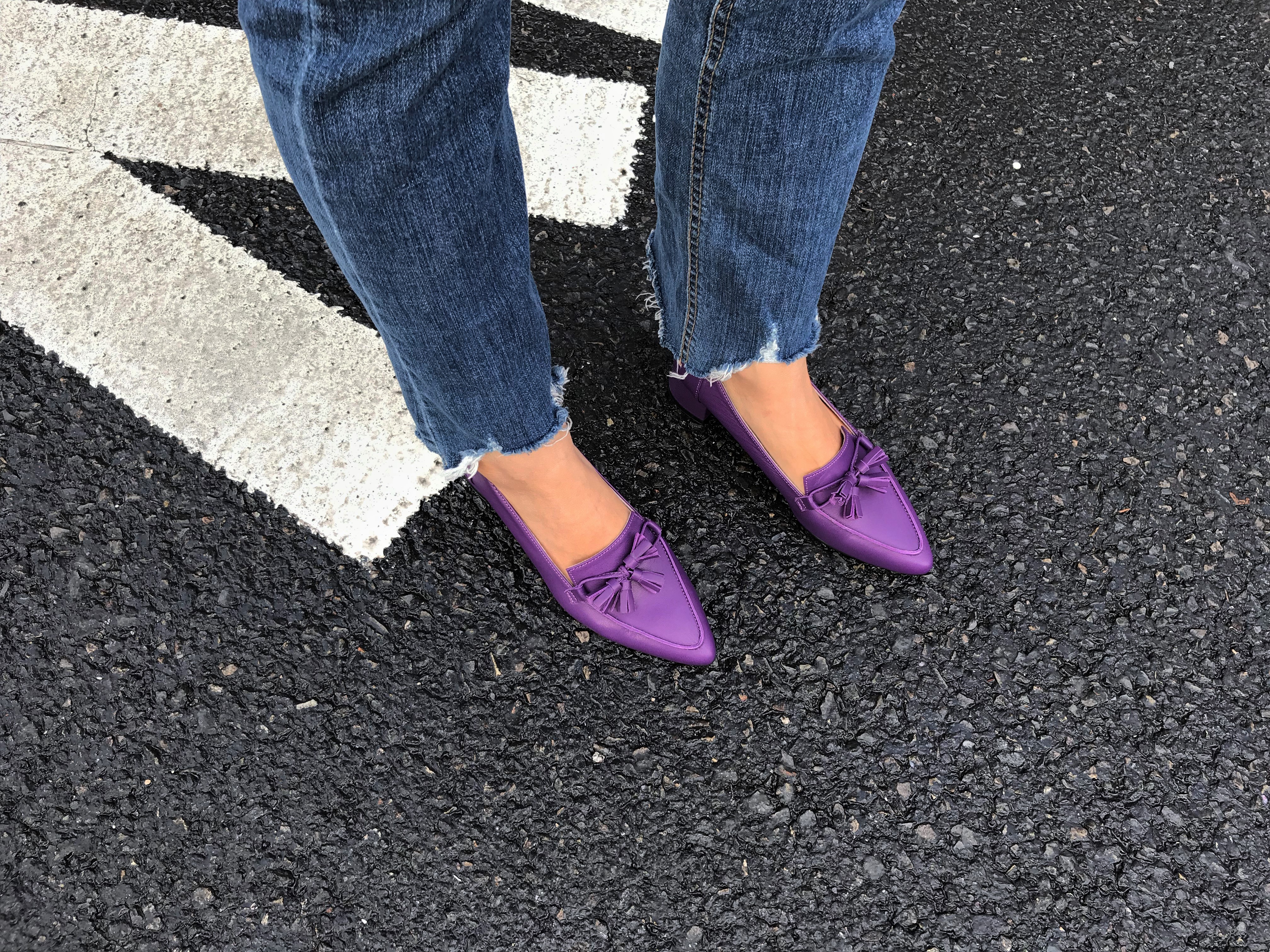 Purple Tester Ribbon Loafers Mid-Hill Pumps Women&