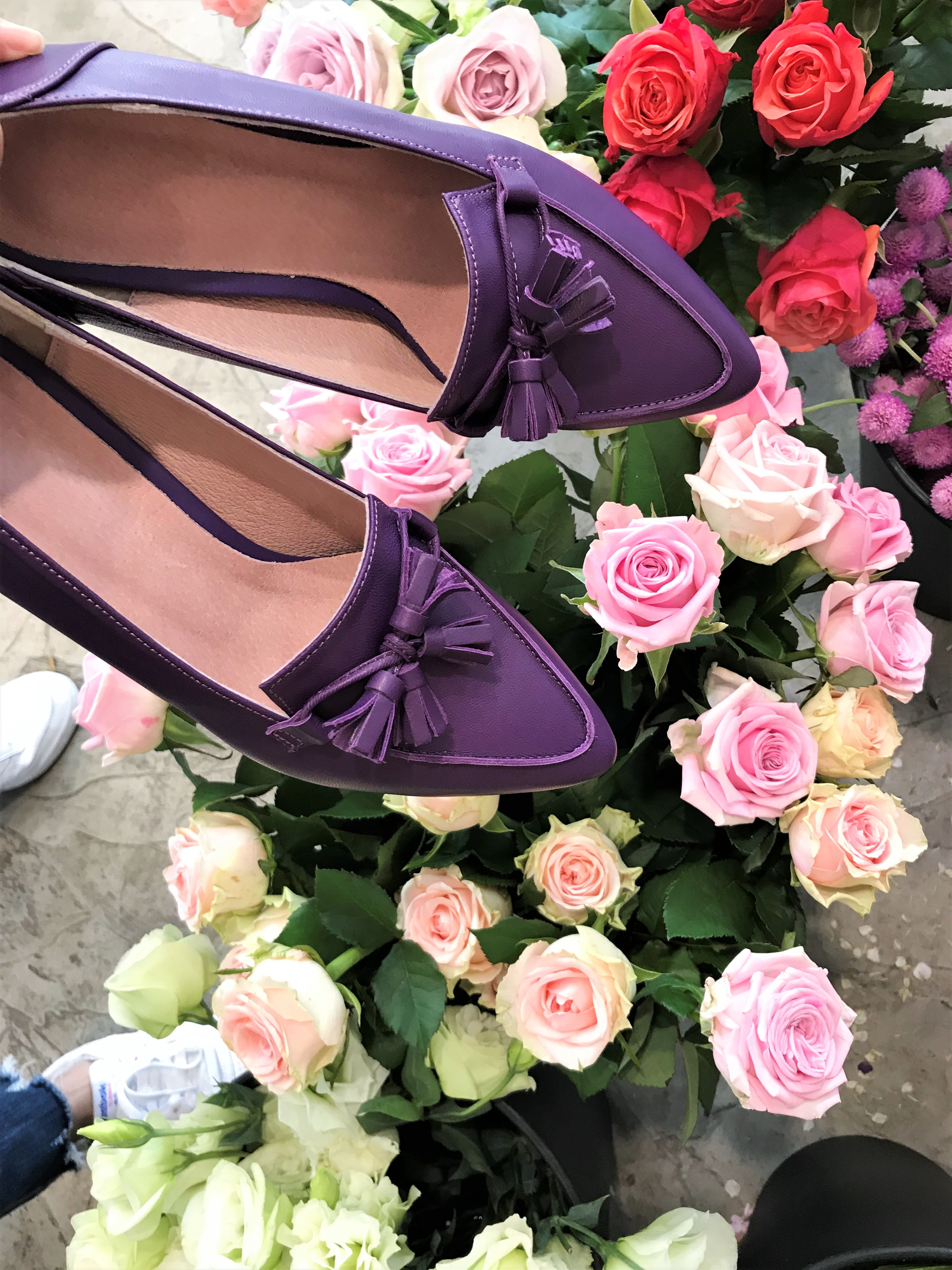 Purple Tester Ribbon Loafers Mid-Hill Pumps Women&