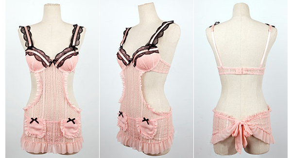 Lovely event sexy slip lingerie, lace netting apro