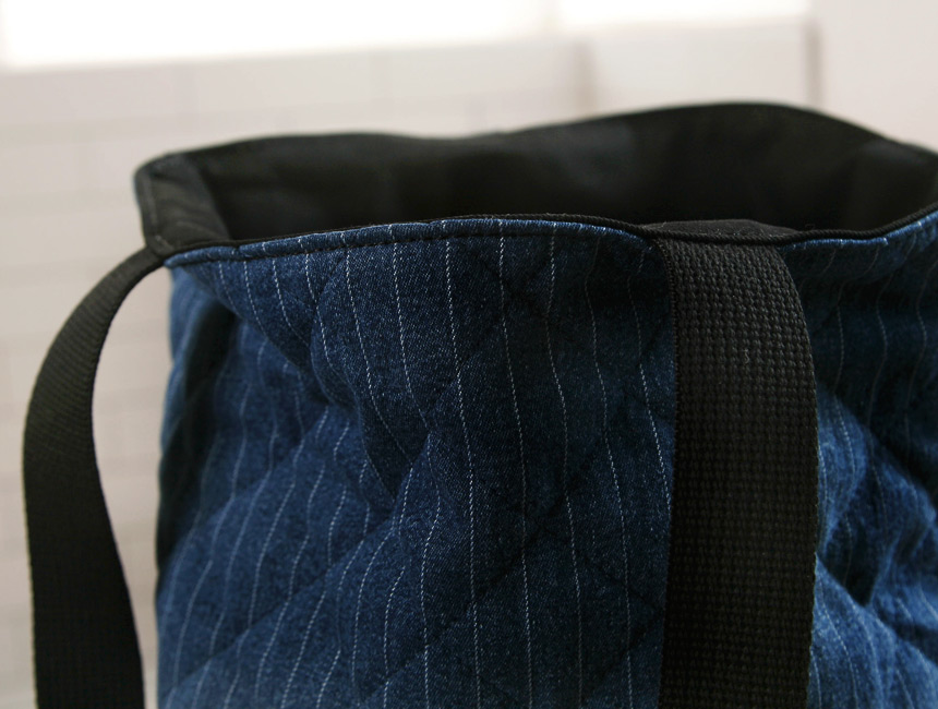 Denim Quilted Stripe Eco Bag Shoulder Bag Durable 