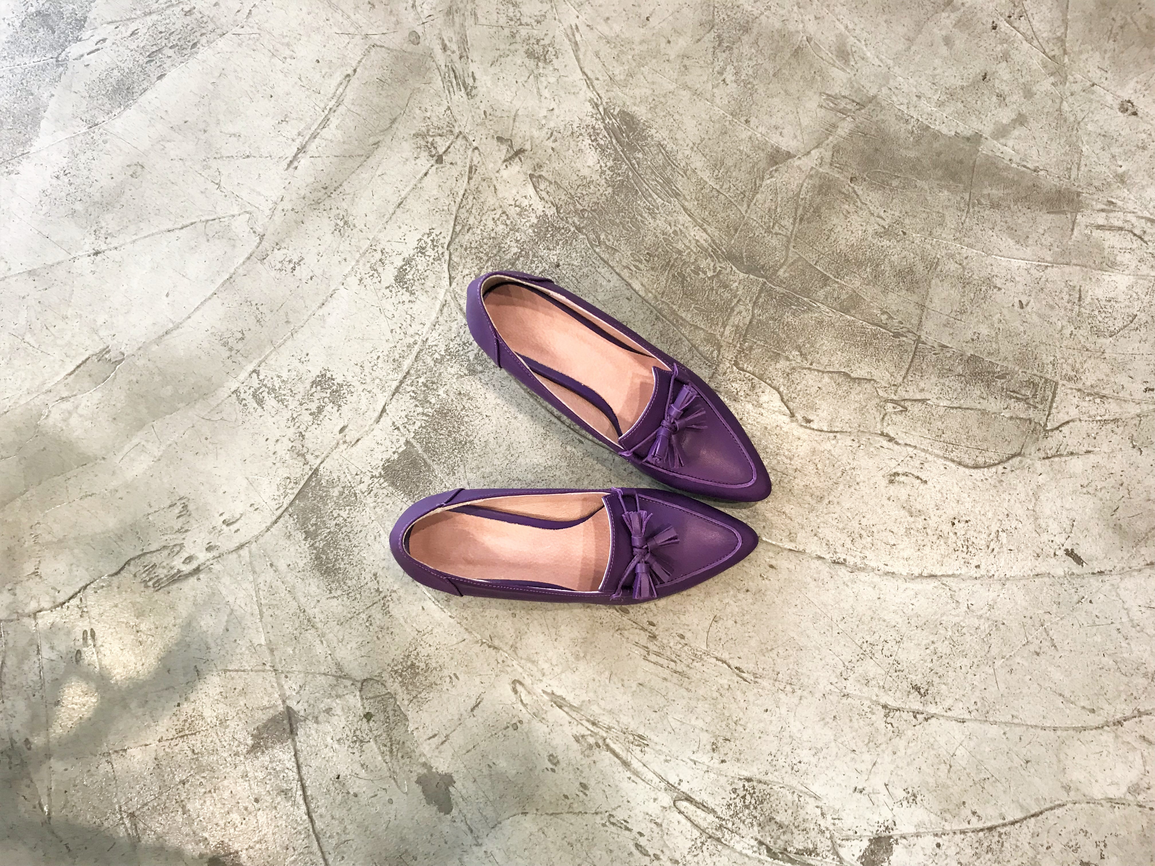 Purple Tester Ribbon Loafers Mid-Hill Pumps Women&